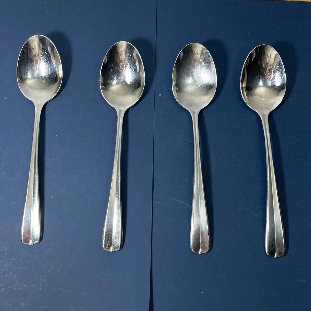 Vintage Oneida GALA IMPULSE Set of 4 Soup Spoons Stainless Flatware Silverware